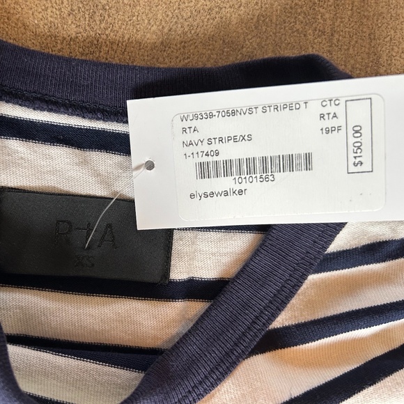 RtA Black and White Striped Short Sleeve Tee - Picture 2 of 3